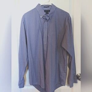 Lands End button down no iron pinpoint Oxford blue & White supima Cotton Size 16
